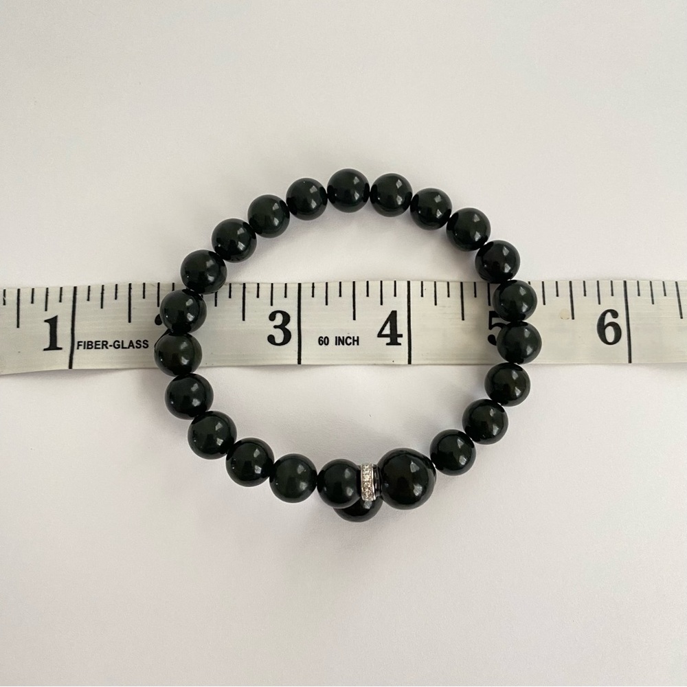 Jade Glass Beaded Bracelet NWOT - Picture 2 of 2